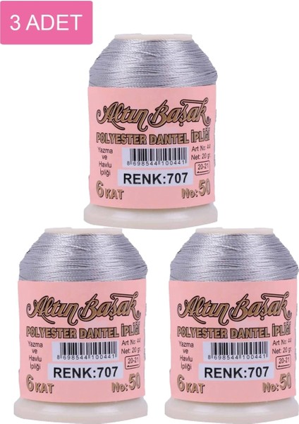 3 Adet Altınbaşak Oya ve Dantel Ipi 20 gr - - No: 707