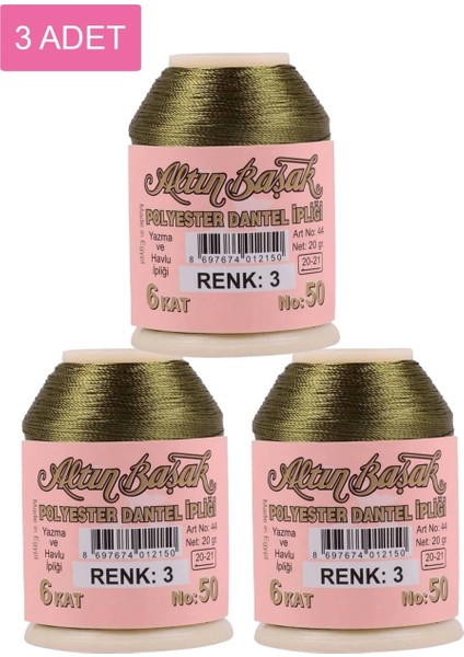 3 Adet Altınbaşak Oya ve Dantel Ipi 20 gr - - No: 003