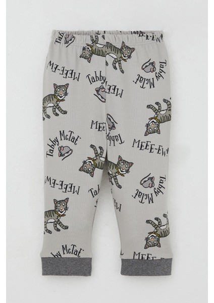Erkek Bebek Pijama Takımı Sevimli Kedi ve Farecik Desenli 0-1 Yaş, Gri modelleri