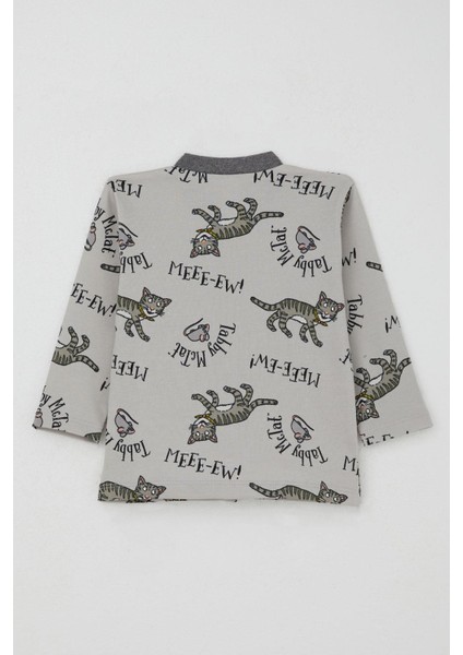 Erkek Bebek Pijama Takımı Sevimli Kedi ve Farecik Desenli 0-1 Yaş, Gri fırsatları