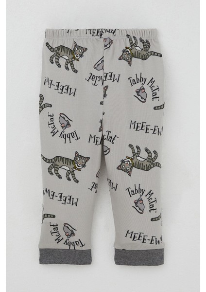 Erkek Bebek Pijama Takımı Sevimli Kedi ve Farecik Desenli 0-1 Yaş, Gri indirimleri