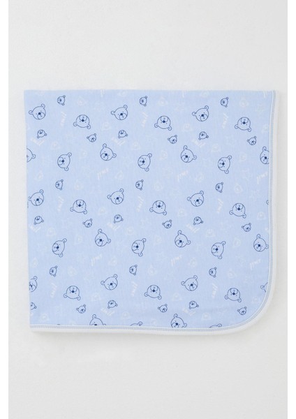 Yenidoğan Bebek Battaniyesi Sevimli Ayıcık Figürlü Yıldız Desenli Standart, Mavi