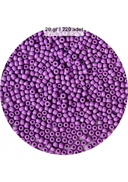 Mor Renk 4 mm Yaklaşık 220 Adet/20 Gram Cam Boncuk Oya Yazma Bileklik ve Kolye