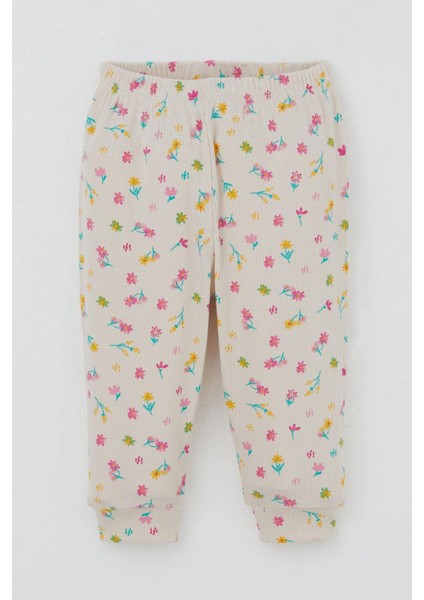 Kız Bebek Pijama Takımı Omuzdan Patlı Renkli Çiçek Desenli 4 Ay-1 Yaş, Krem modelleri