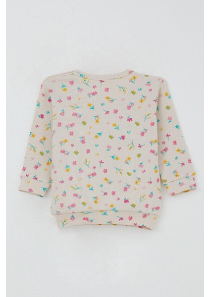 Kız Bebek Pijama Takımı Omuzdan Patlı Renkli Çiçek Desenli 4 Ay-1 Yaş, Krem fırsatları