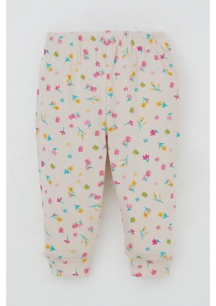 Kız Bebek Pijama Takımı Omuzdan Patlı Renkli Çiçek Desenli 4 Ay-1 Yaş, Krem indirimleri