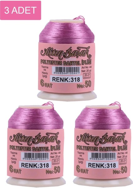 3 Adet Altınbaşak Oya ve Dantel Ipi 20 gr - - No: 318