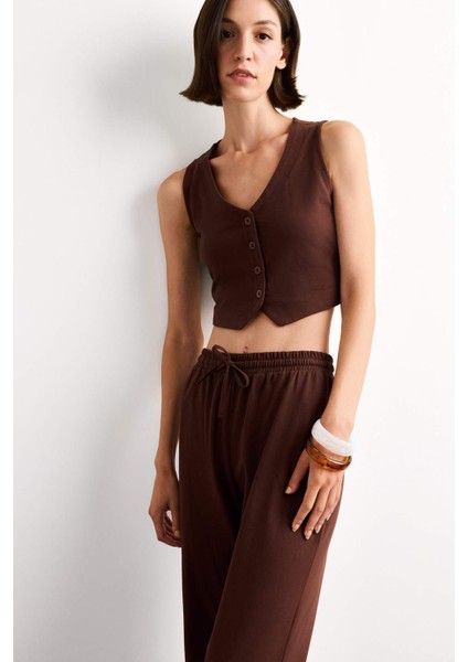 Fitted Düğmeli Yelek F9014AX25SM