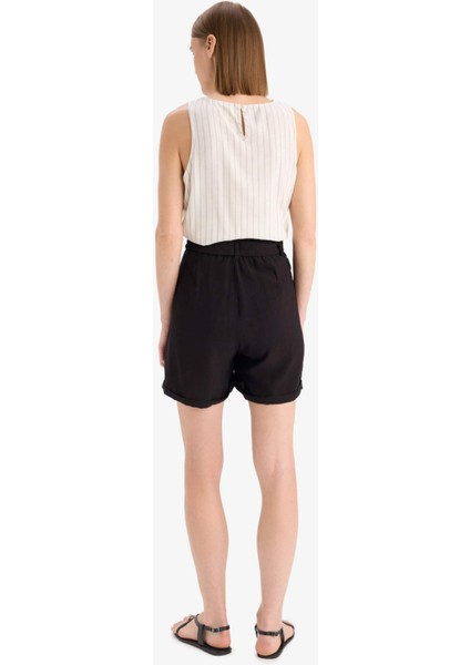 Yüksek Bel Krinkıl Kumaş Şort E7831AX25SM