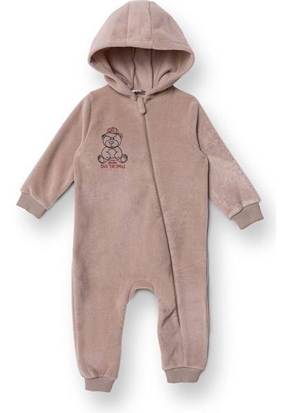 Erkek Bebek Polar Patiksiz Tulum Fermuarlı Uzun Kol Ribanalı Paça