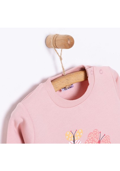 Basic Az Şardonlu Kelebek Desenli Sweatshirt Kız Bebek fiyatları