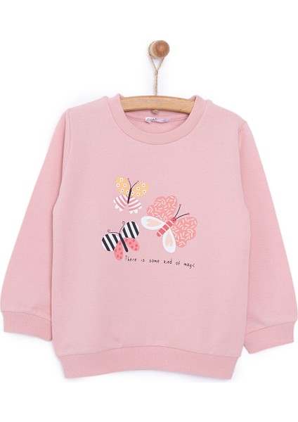 Basic Az Şardonlu Kelebek Desenli Sweatshirt Kız Bebek modelleri