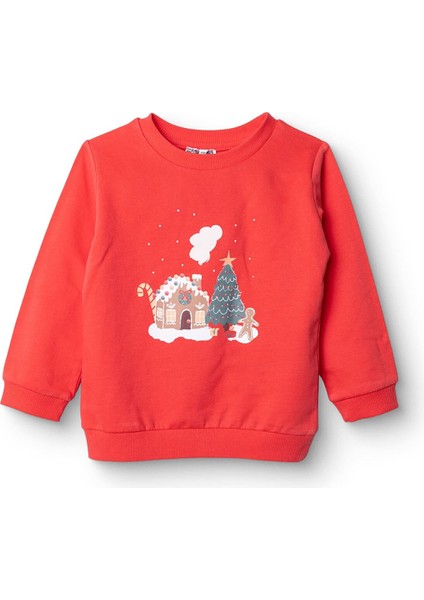 Basic Kız Az Şardonlu Kış Temalı Sweatshirt Kız Bebek