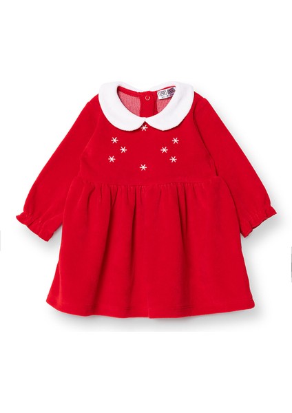 Kız Bebek Elbise Çıtçıtlı New Year Bisiklet Yaka Uzun Kol
