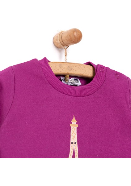 Basic Kız Az Şardonlu Eiffel Kulesi Baskılı Sweatshirt Kız Bebek modelleri