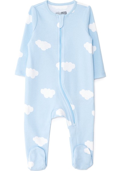 Yenidoğan Erkek Bebek Patikli Tulum Fermuarlı Bisiklet Yaka Uzun Kol Patikli