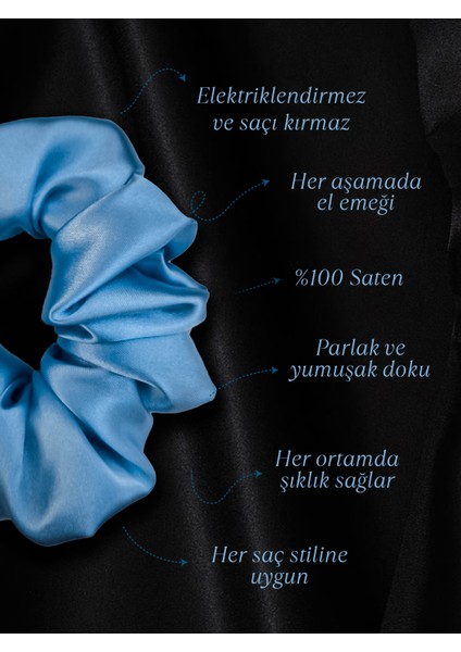 Kadın Saten Toka - Mavi Inci – Tekli Lüks Lastik Model Scrunchie fırsatları