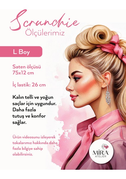 Kadın Saten Toka - Mavi Inci – Tekli Lüks Lastik Model Scrunchie