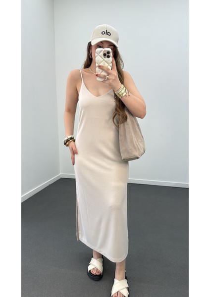 Joana Askılı Modal Kumaş Midi Elbise