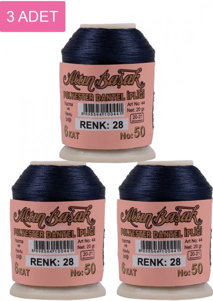 3 Adet Altınbaşak Oya ve Dantel Ipi 20 gr - - No: 028