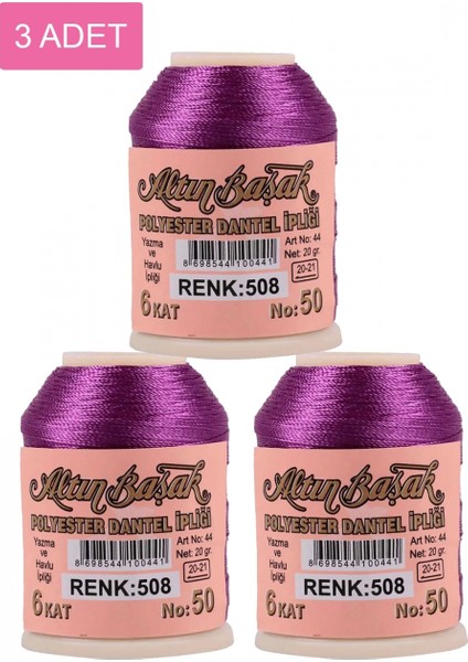 3 Adet Altınbaşak Oya ve Dantel Ipi 20 gr - - No: 508