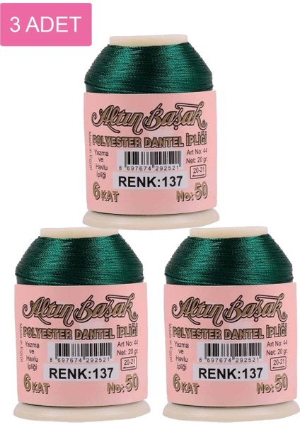 3 Adet Altınbaşak Oya ve Dantel Ipi 20 gr - - No: 137