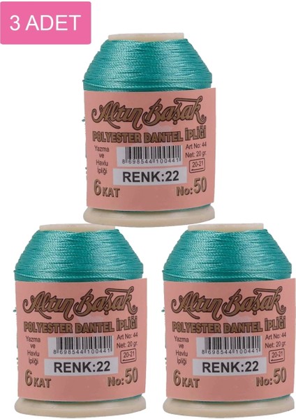 3 Adet Altınbaşak Oya ve Dantel Ipi 20 gr - - No: 022