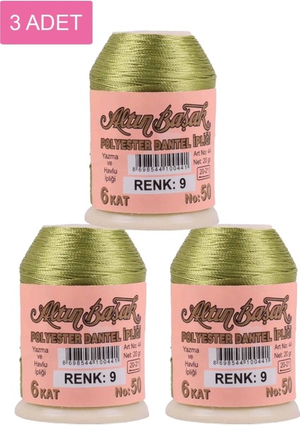 3 Adet Altınbaşak Oya ve Dantel Ipi 20 gr - - No: 009