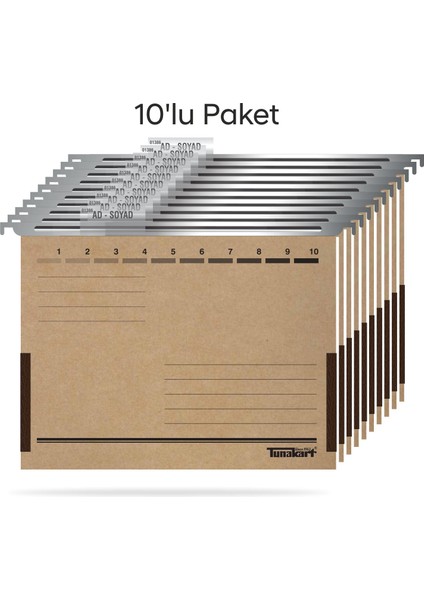 ASD2005 Metal Askılı Yan Bezli Körüklü Dosya 10 Lu Paket