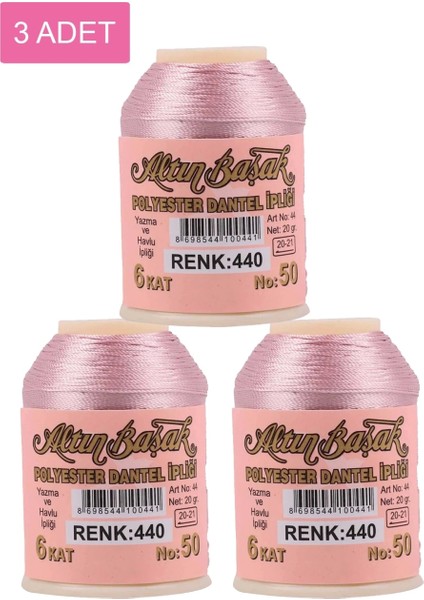 3 Adet Altınbaşak Oya ve Dantel Ipi 20 gr - - No: 440