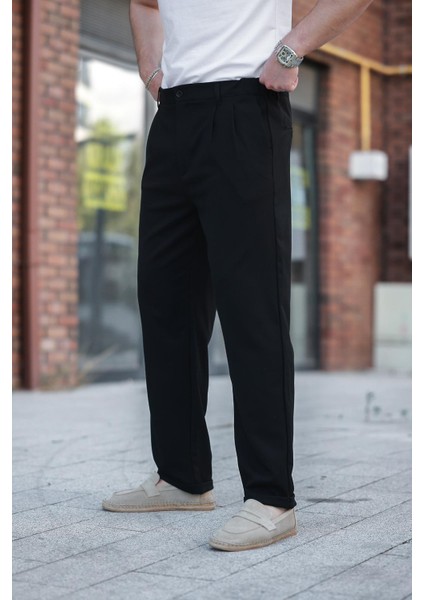 Siyah Rahat Kesim Erkek Kumaş Pantolon E6577 fiyatları