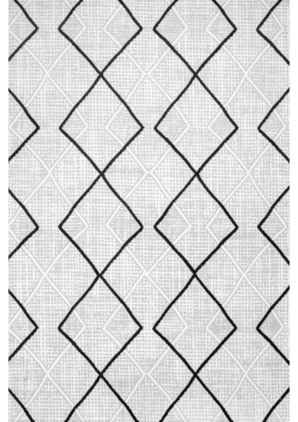 Geometrik Gri Pamuk Dikdörtgen Modern Desenli Pamuk Makinada Yıkanabilir Hav Toz Vermez Leke Tutmayan Kaymaz Taban Dijital Makine Baskı Salon Yolluk Mutfak Halı