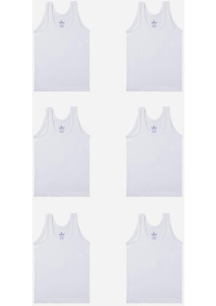 Erkek Çocuk Oval Yaka Pamuklu Süprem Atlet 6'lı Paket 2200 Beyaz