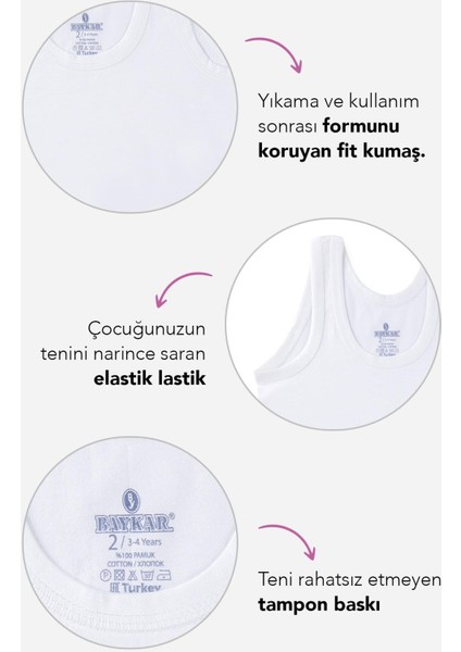 Erkek Çocuk Oval Yaka Pamuklu Süprem Atlet 6'lı Paket 2200 Beyaz fiyatları