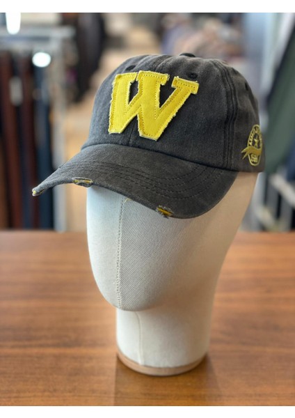 W Logo Vintage Yıkamalı Eskitme Cap Şapka