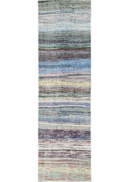 Girit Bej Çizgili Yün Modern Desenli Yün Hav Toz Vermez Leke Tutmayan Salon Yolluk Mutfak El Dokuma Halı