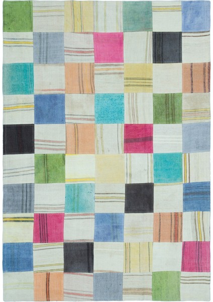 Teselya Sarı Çizgili Yün Modern Desenli Yün Hav Toz Vermez Leke Tutmayan Salon Yolluk Mutfak El Dokuma Halı