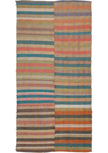 Girit Bej Çizgili Yün Modern Desenli Yün Hav Toz Vermez Leke Tutmayan Salon Yolluk Mutfak El Dokuma Halı