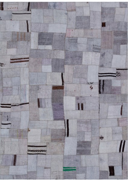 Iskece Bej Patchwork Yün Modern Desenli Yün Hav Toz Vermez Leke Tutmayan Salon Yolluk Mutfak El Dokuma Halı