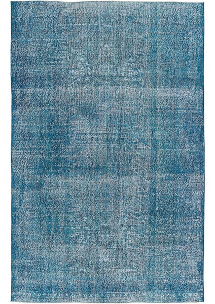 Atina Turkuaz Eskitme Yün Modern Desenli Yün Hav Toz Vermez Leke Tutmayan Salon Yolluk Mutfak El Dokuma Halı