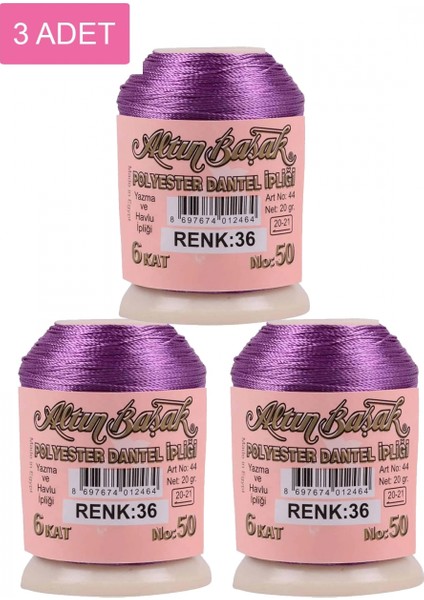 3 Adet Altınbaşak Oya ve Dantel Ipi 20 gr - - No: 036