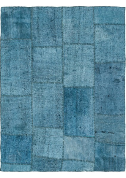 Iskece Turkuaz Eskitme Yün Modern Desenli Yün Hav Toz Vermez Leke Tutmayan Salon Yolluk Mutfak El Dokuma Halı