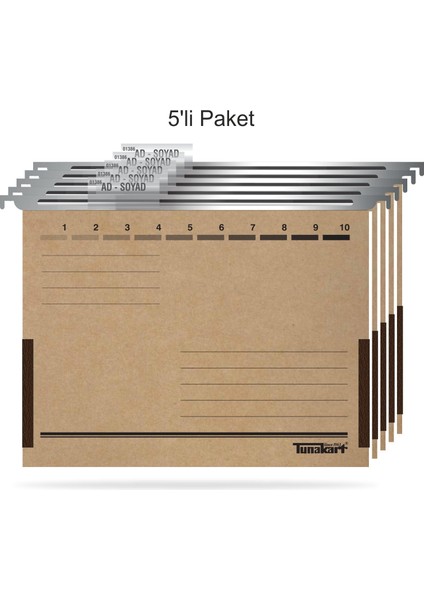 ASD2005 Metal Askılı Yan Bezli Körüklü Dosya 5 Li Paket