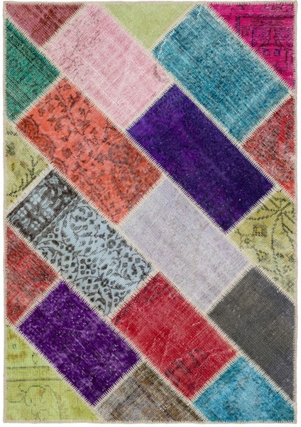 Teselya Mavi Çizgili Yün Modern Desenli Yün Hav Toz Vermez Leke Tutmayan Salon Yolluk Mutfak El Dokuma Halı