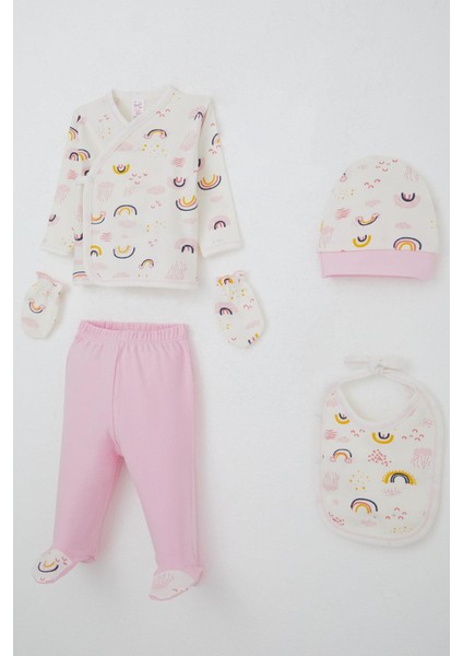 Kız Bebek Hastane Çıkışı 5 Li Gökyüzü Temalı Bulut Desenli 0-3 Ay, Ekru fiyatları