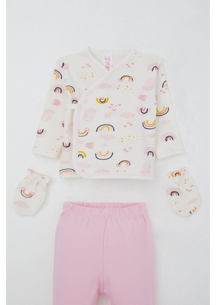 Kız Bebek Hastane Çıkışı 5 Li Gökyüzü Temalı Bulut Desenli 0-3 Ay, Ekru modelleri