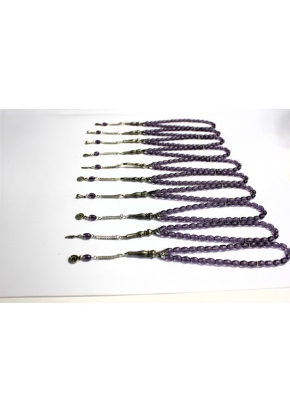 Oniks Taşı 10’lu Cam Tesbih Seti - Hediyelik Aksesuar & Bujiteri & Mor modelleri