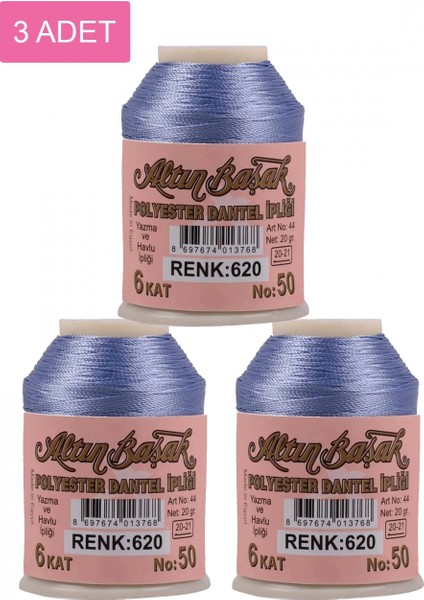 3 Adet Altınbaşak Oya ve Dantel Ipi 20 gr - - No: 620