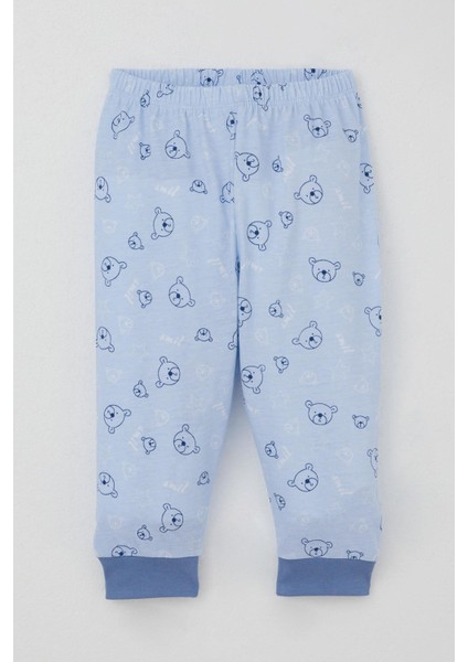 Erkek Bebek Pijama Takımı Sevimli Ayıcık Figürlü Yıldız Desenli 4 Ay-1 Yaş, Mavi modelleri