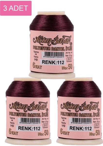 3 Adet Altınbaşak Oya ve Dantel Ipi 20 gr - - No: 112